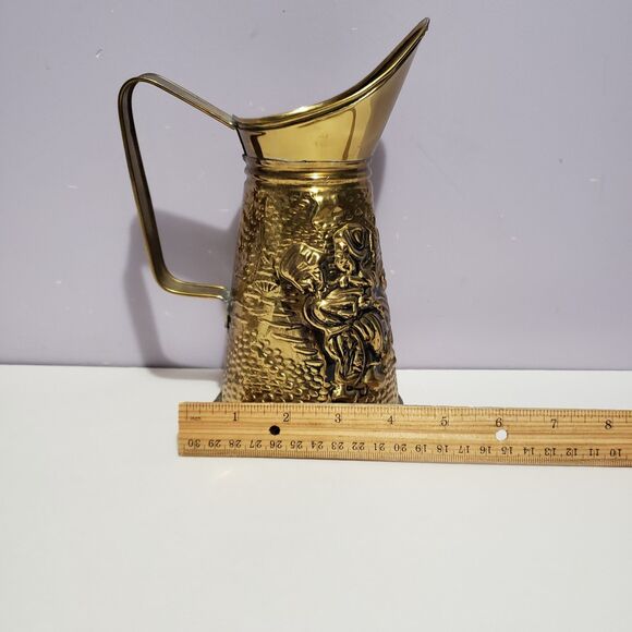 Brass Metal Pitcher ENGLAND Country Farmhouse Home Decor 8" - Picture 11 of 11